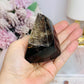 High Grade Smokey Quartz Polished Freeform With Rainbows On Stand 375g