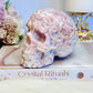 Incredible Large Perfectly Carved Pink Opal Patterned Skull 10cm 772grams