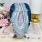 Amethyst X Agate Carved Wings on Stand 16cm