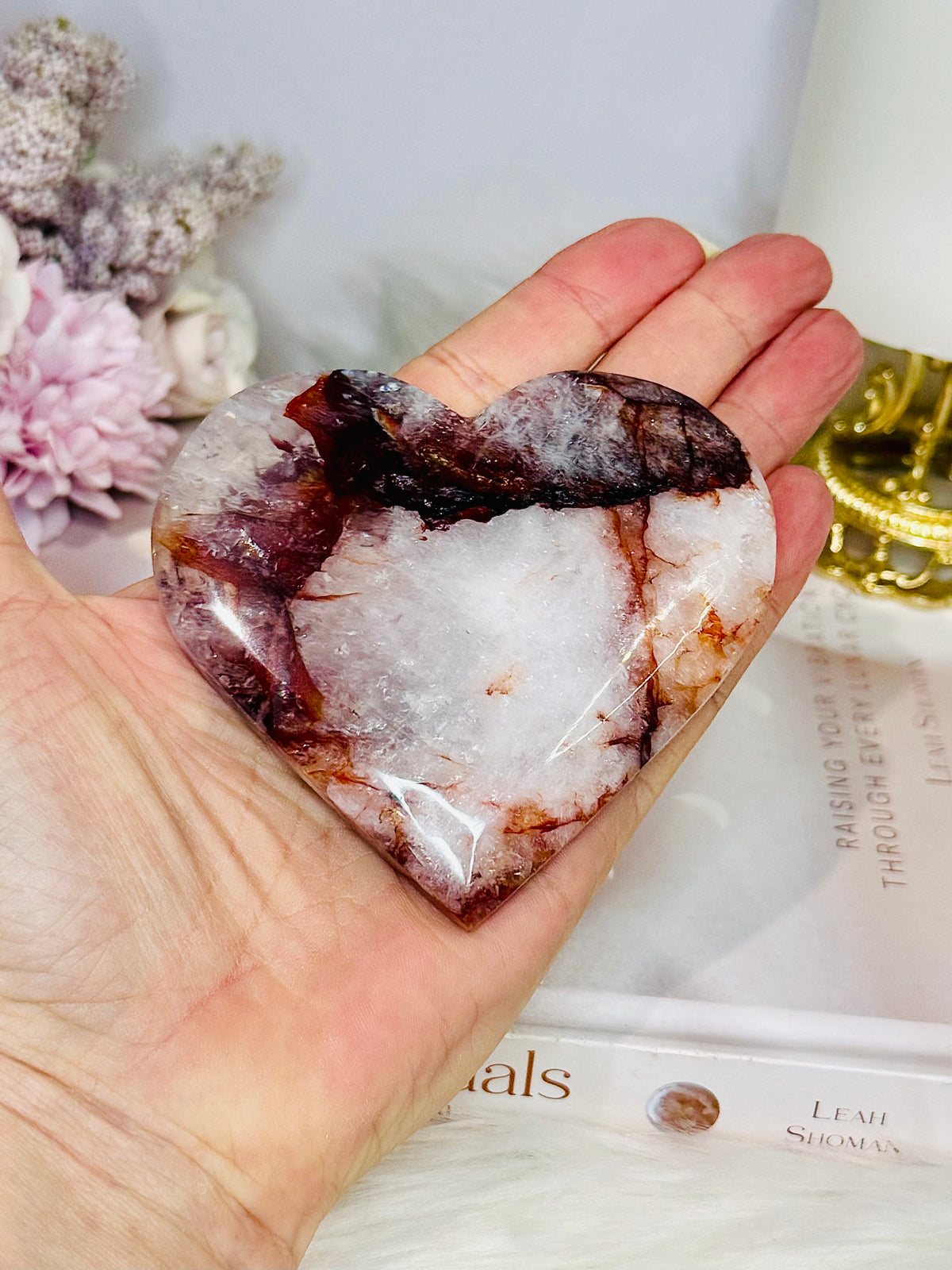 Fire Quartz Heart on Stand 8.5cm