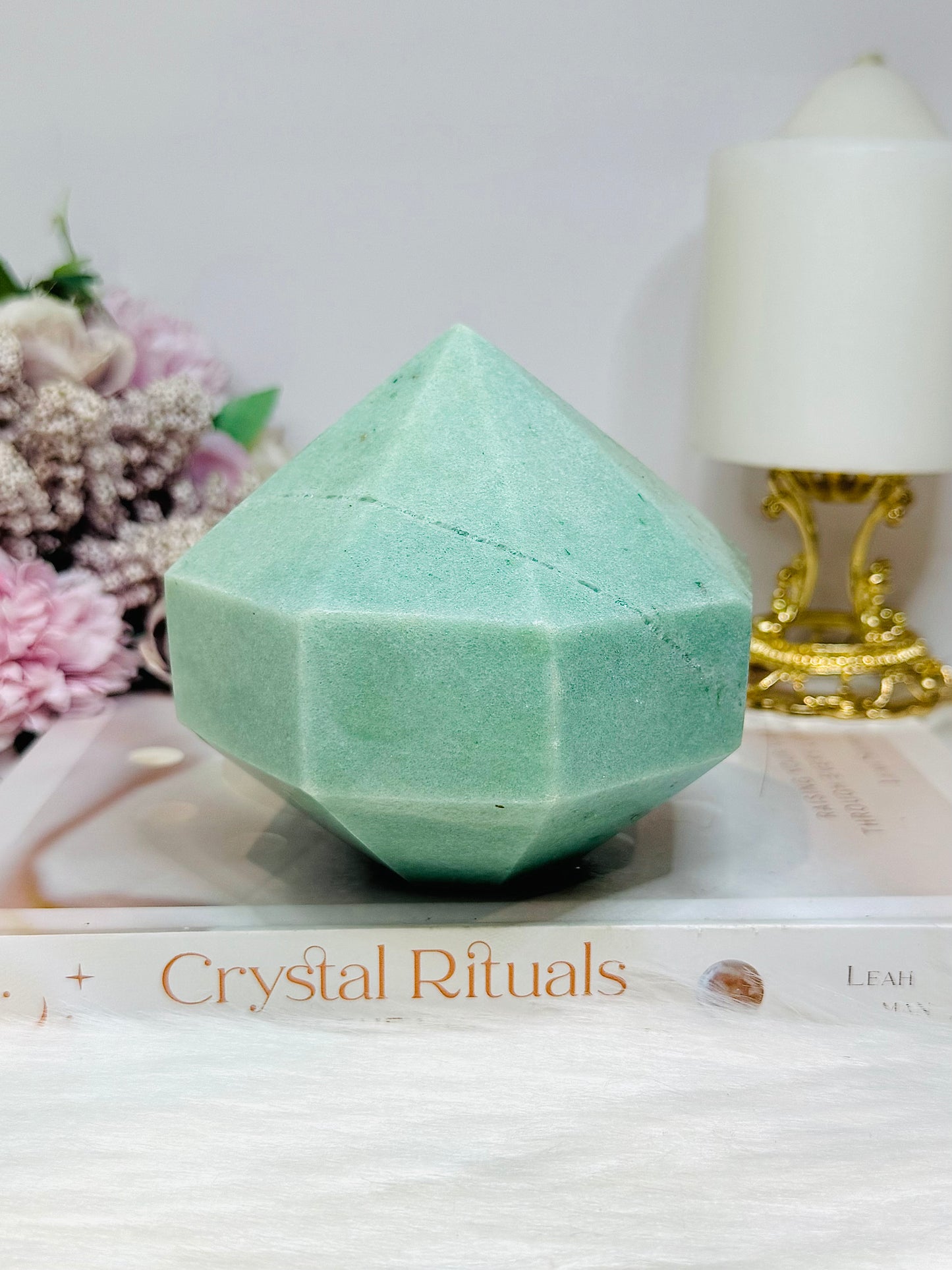 Unique Large Amazonite 8 Sided Freeform 1.17KG (sticker marks on crystal)
