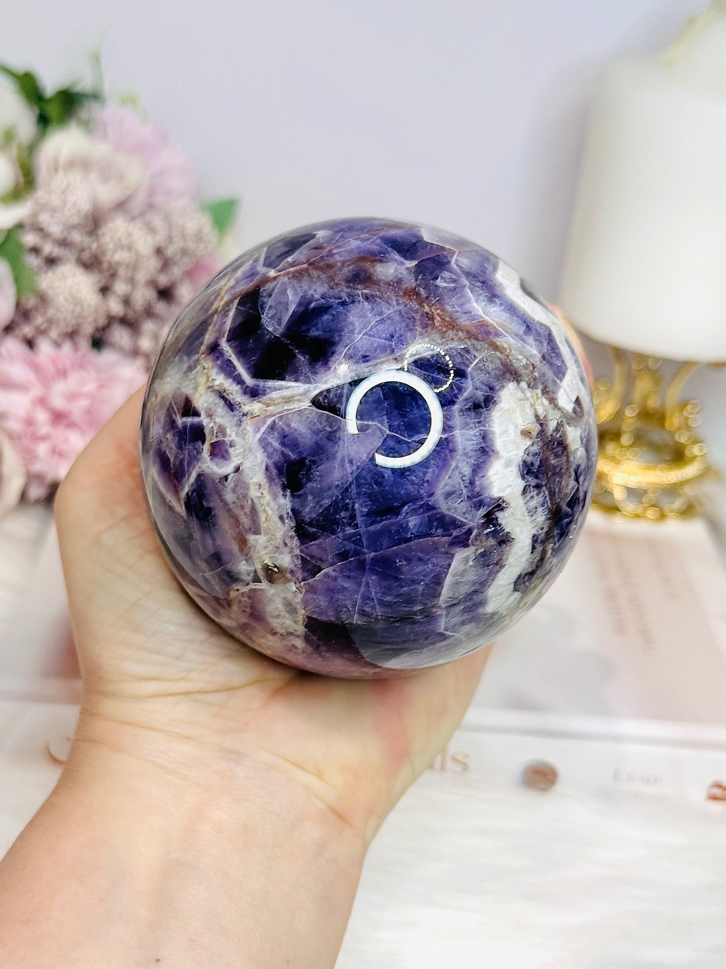 Large Chevron | Dream Amethyst Sphere on Stand 830g