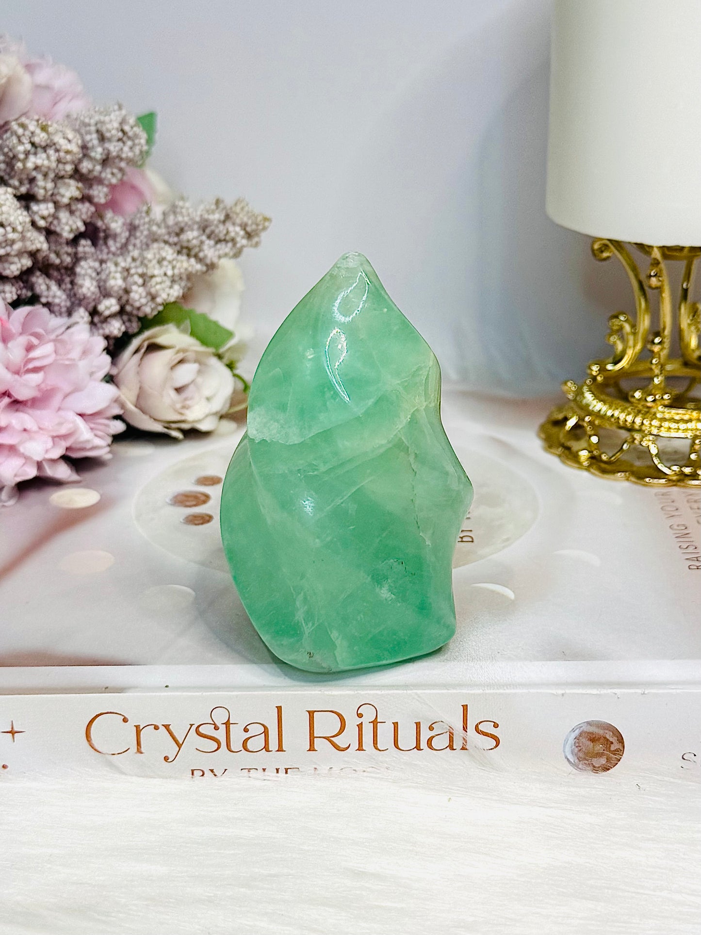 Green Fluorite Carved Flame 8cm