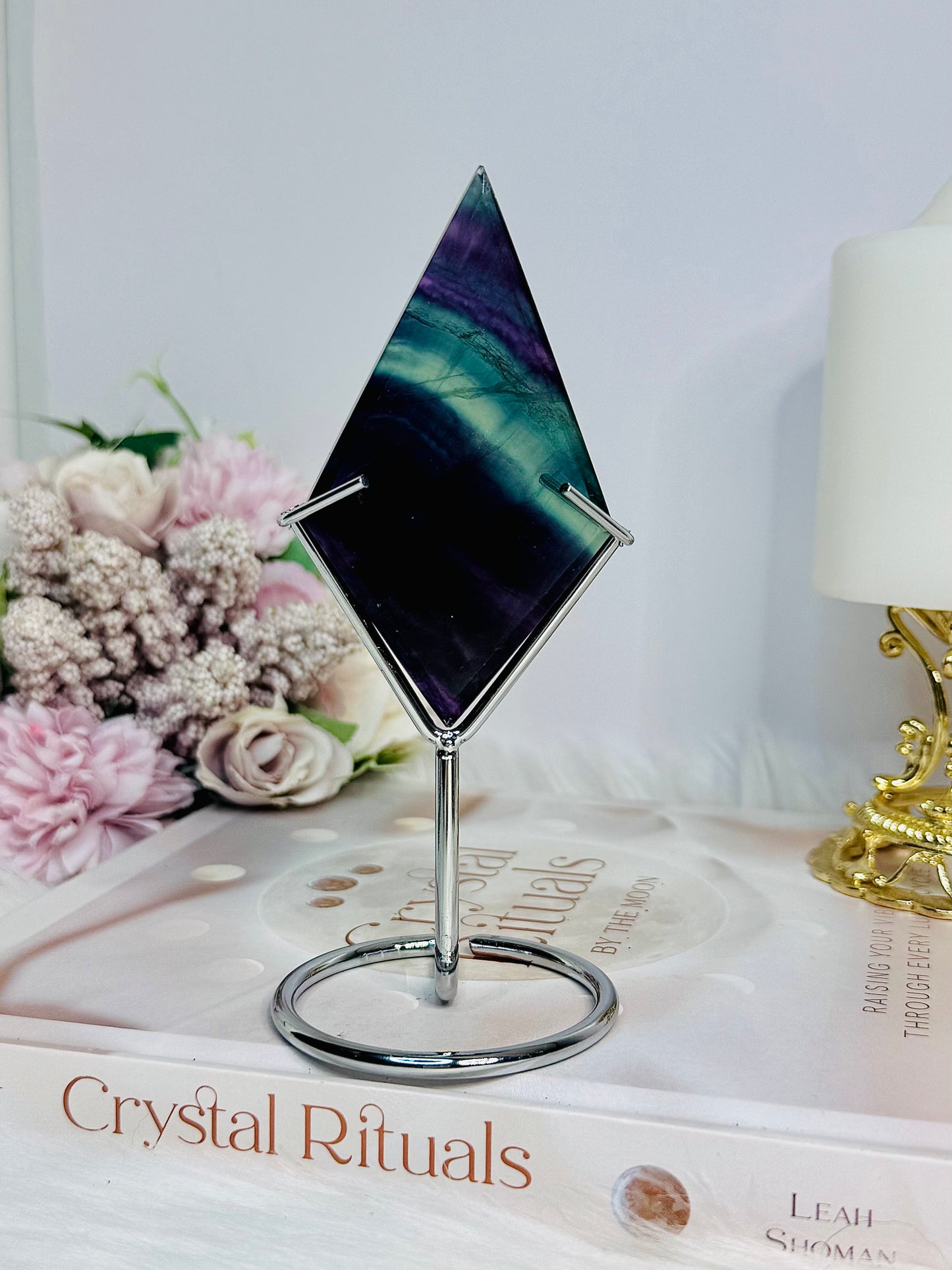 Fluorite Diamond on Stand 15cm