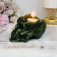 Green Jade Candle Holder Skull 391g