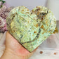 Large Natural Variscite Druzy Carved Heart on Stand 12cm