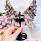 Classy & Fabulous Large 18.5cm (inc stand) Pink Rhodonite Carved Wings On Stand