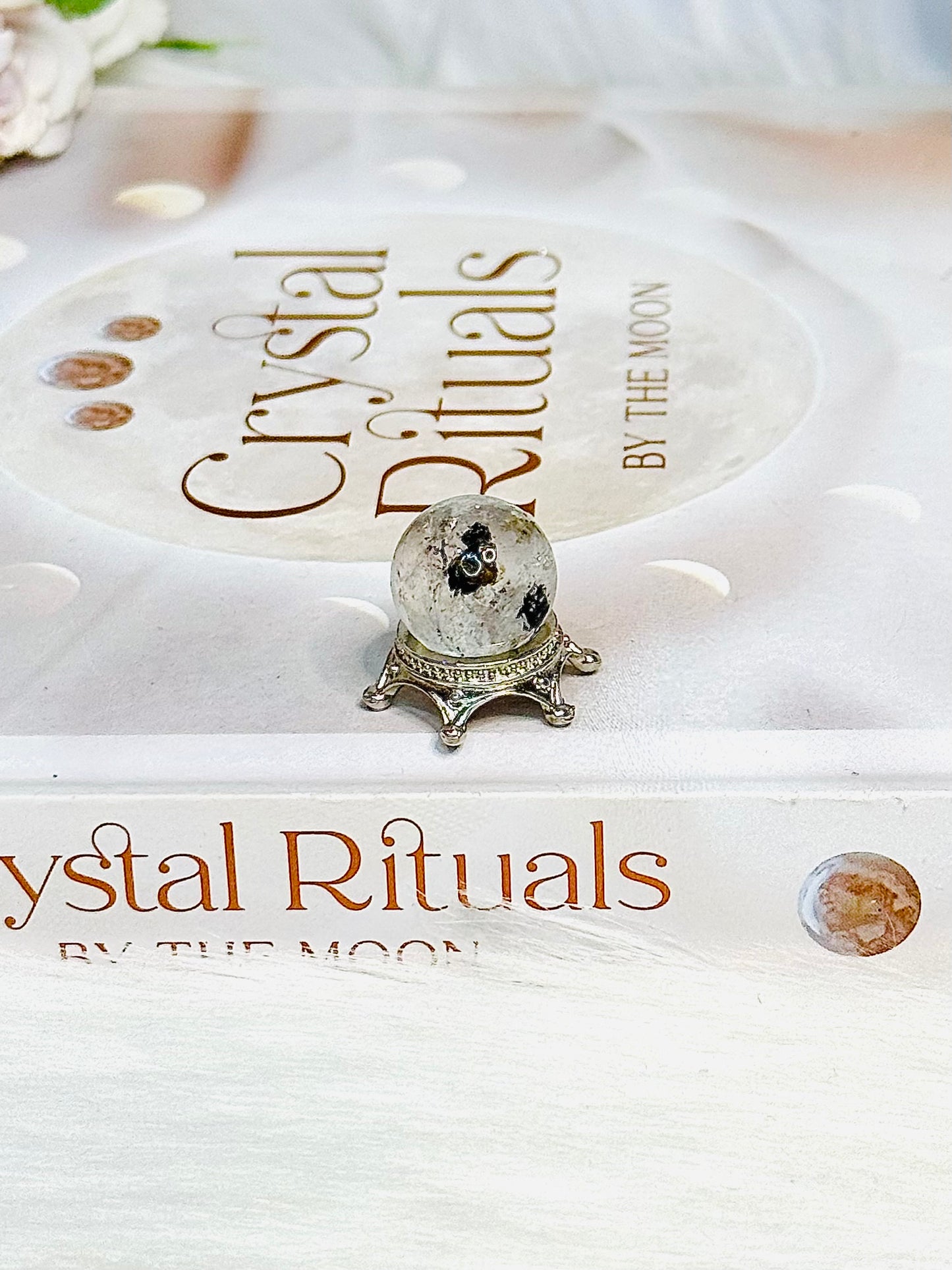 Rare Mini Herkimer Diamond Sphere on Stand