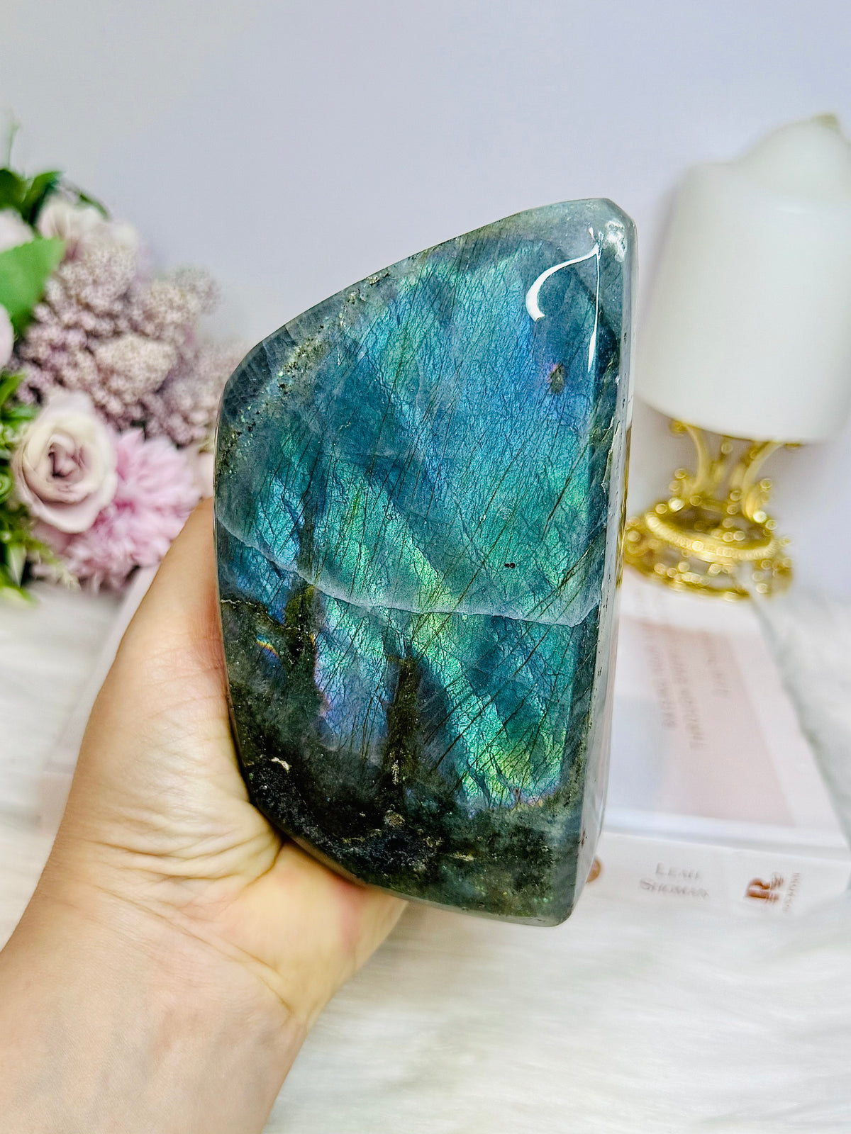Large Labradorite Freeform Full of Flash 15cm 1.08KG ~ Discounted as chip on edge