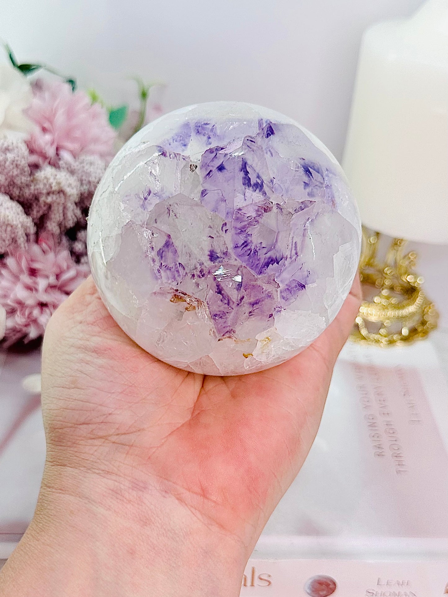 Absolutely Exquisite!!! Large Classy & Fabulous 654gram Druzy Amethyst Quartz Sphere On Stand With Rainbows ~ From Brazil ~ Note: Sphere has been discontinued as there is a slight chip on tip of druzy point