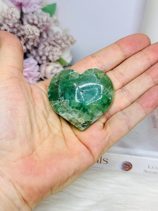 Green Feather Fluorite Heart