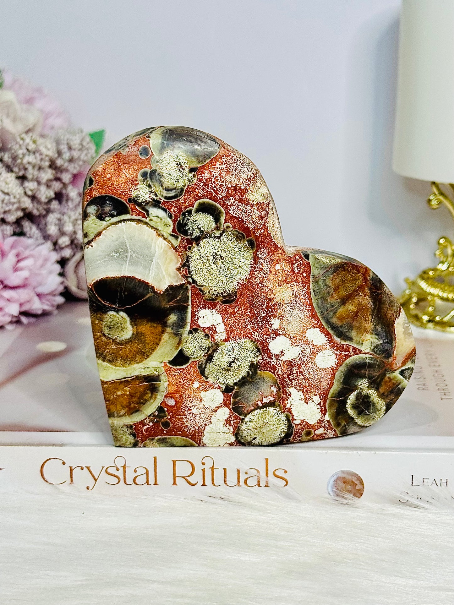 Large Money Agate Heart on Stand 12cm