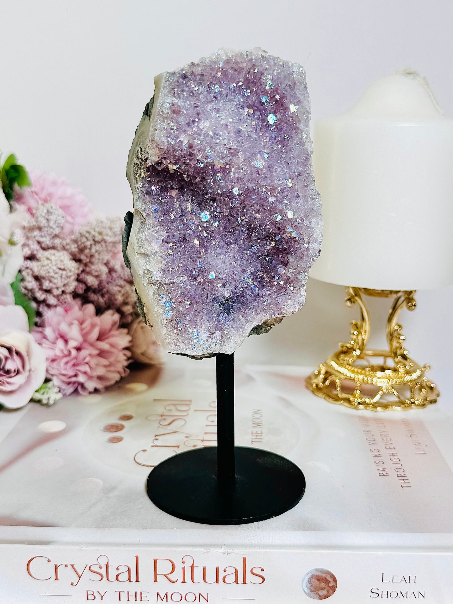 Fabulous Large 16cm Angel Aura Amethyst Cluster on Stand From Brazil