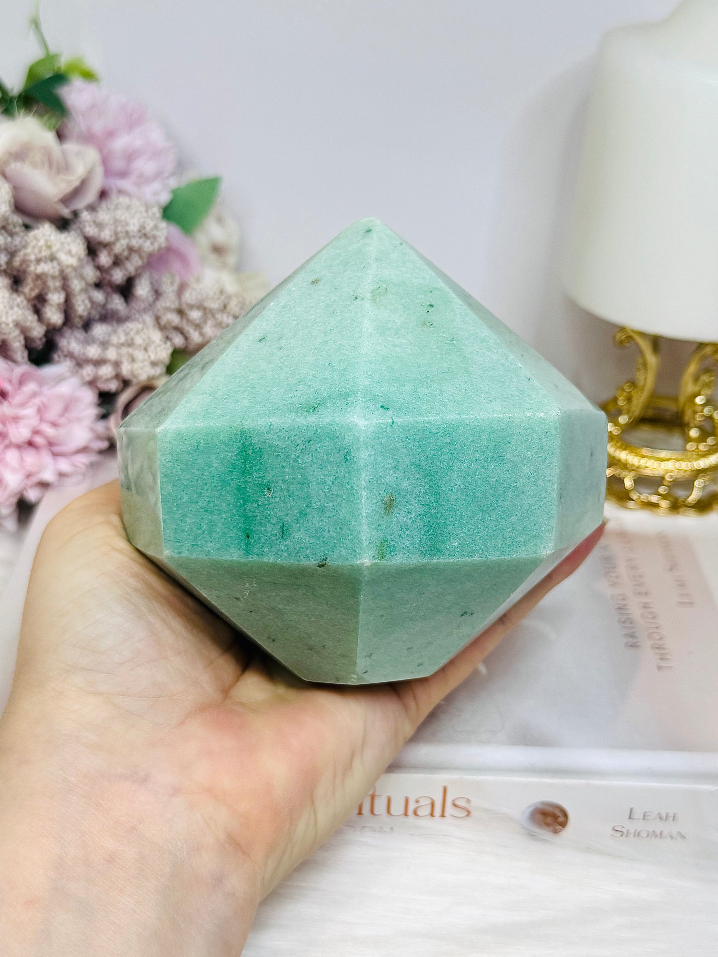 Unique Large Amazonite 8 Sided Freeform 1.17KG (sticker marks on crystal)