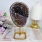 Large 16cm Amethyst Freeform On Gold Stand