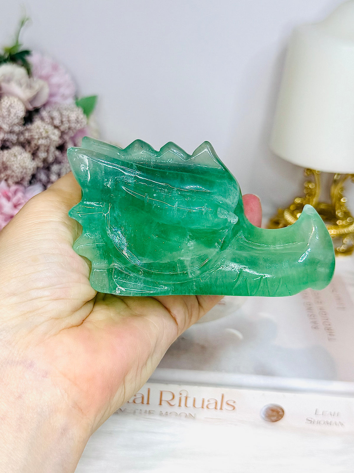 Green Fluorite Carved Dragon 10cm