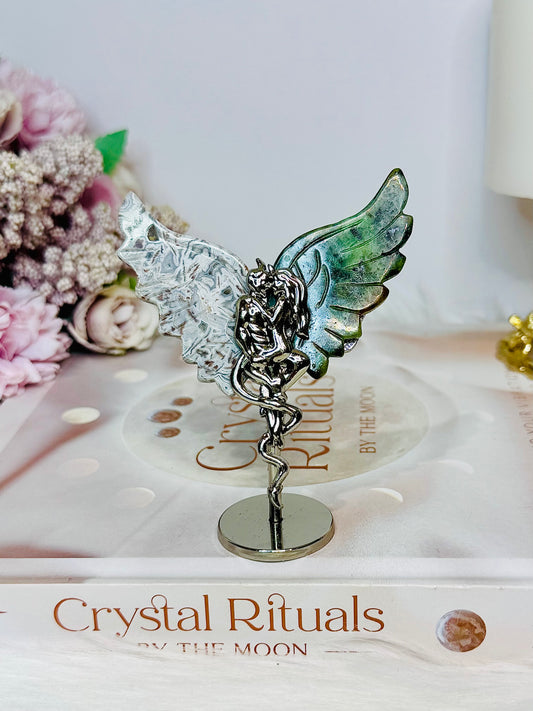 Mexican Lace Agate X Ruby Zoisite Devil & Angel Wings 8cm