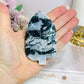Moss Agate Carved Leaf 8cm
