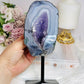 Large Amethyst X Agate Natural Druzy Freeform on Stand 21cm 989g