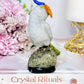 Large 11.5cm Jade Carved Parrot | Bird On Pyrite Stand From Brazil