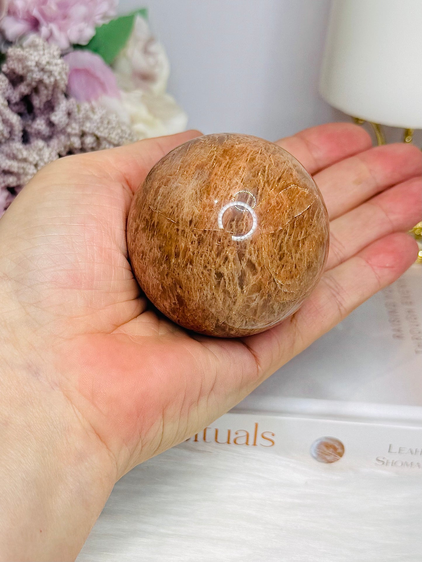 Moonstone X Sunstone Sphere On Stand 267g
