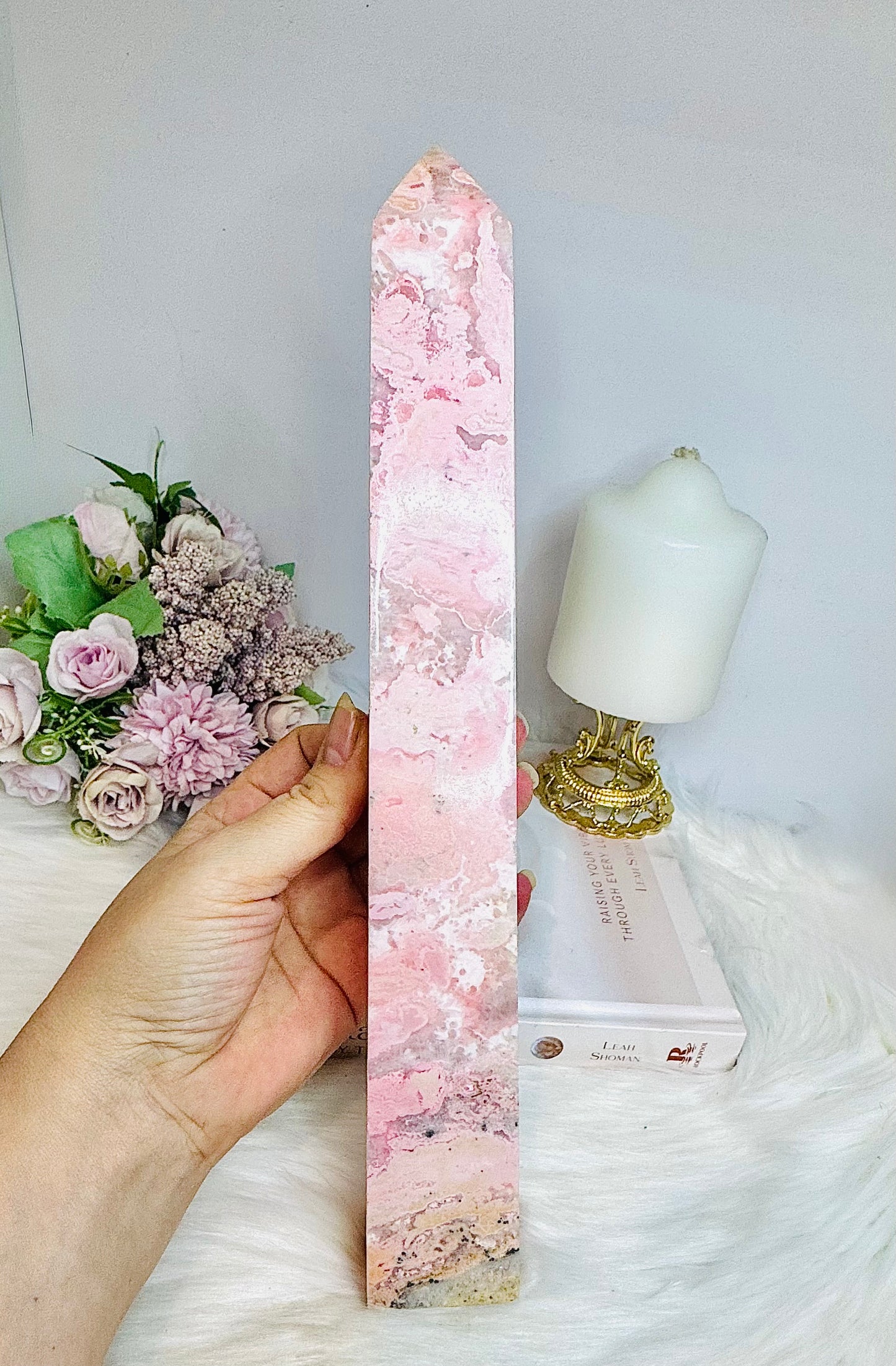 Huge Pink Peruvian Rhodochrosite Tower 29cm 993grams