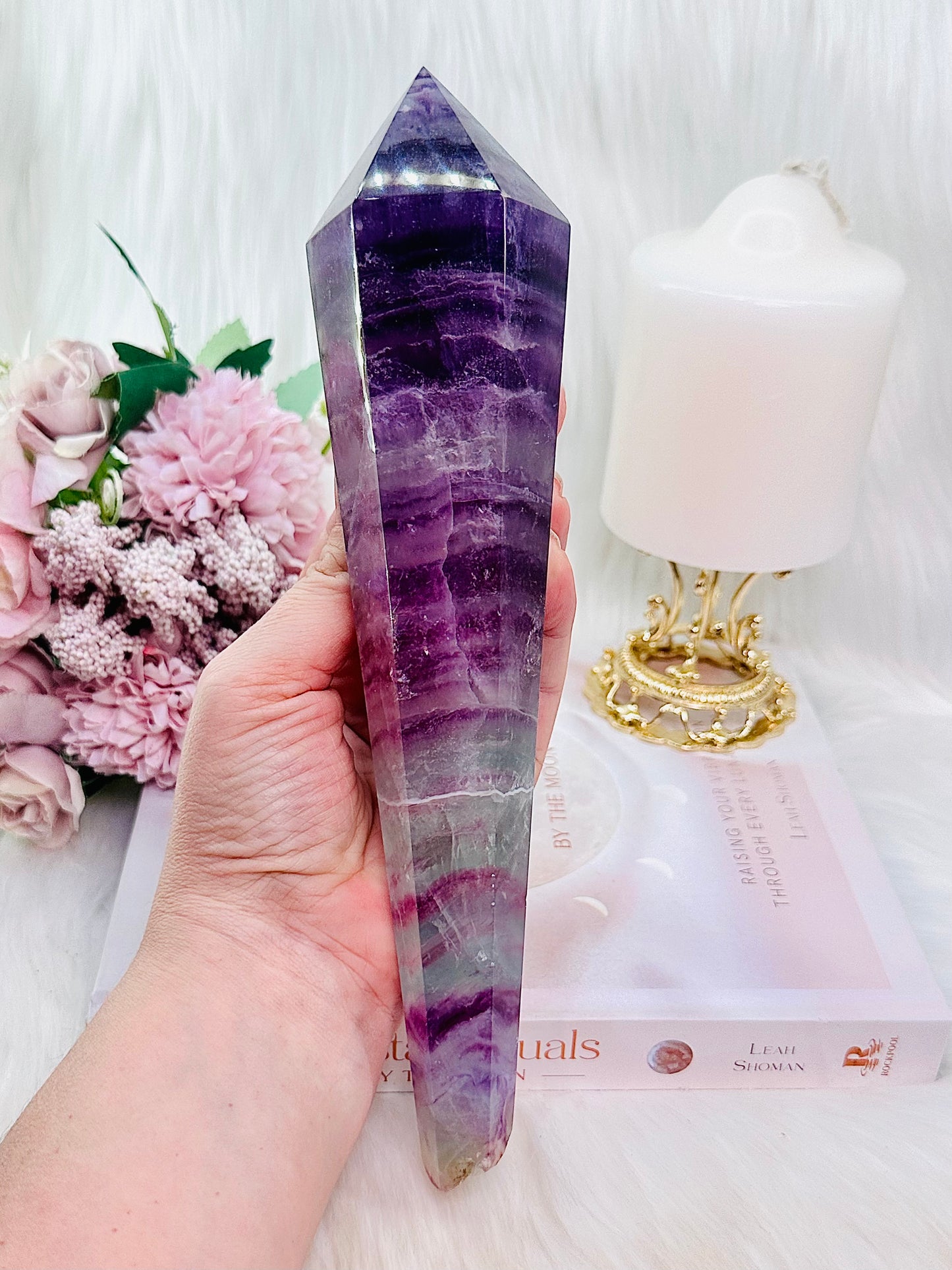 Classy & Fabulous ~ Absolutely Gorgeous Huge 26cm Stunning Purple Fluorite Vogel | Tower On Stand