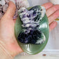 Large Rainbow Fluorite Carved Butterfly On Green Aventurine Lillypad / Leaf 10cm