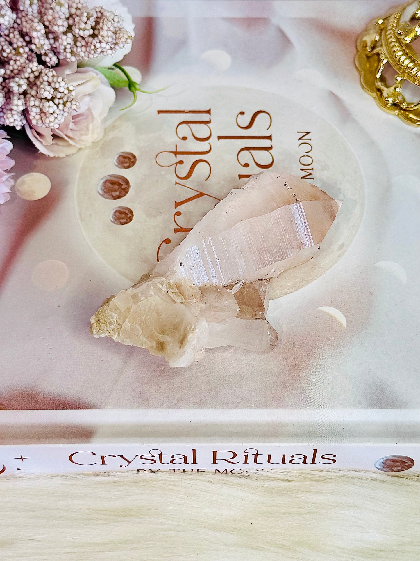Gorgeous Pink Natural Lemurian Quartz Cluster 9cm