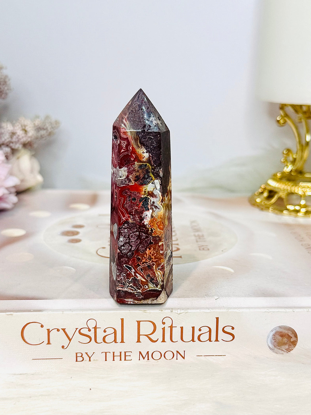 Mexican Lace Agate Tower 8cm