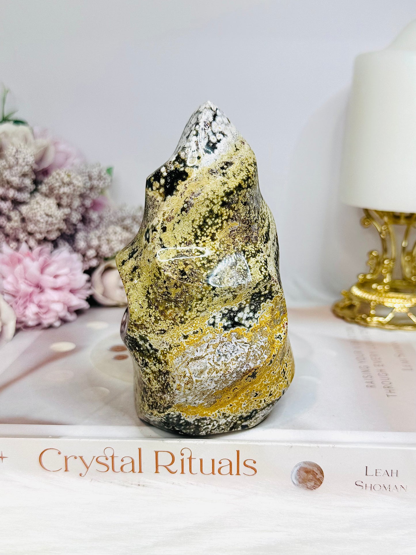 Ocean Jasper Carved Flame 12cm 595g