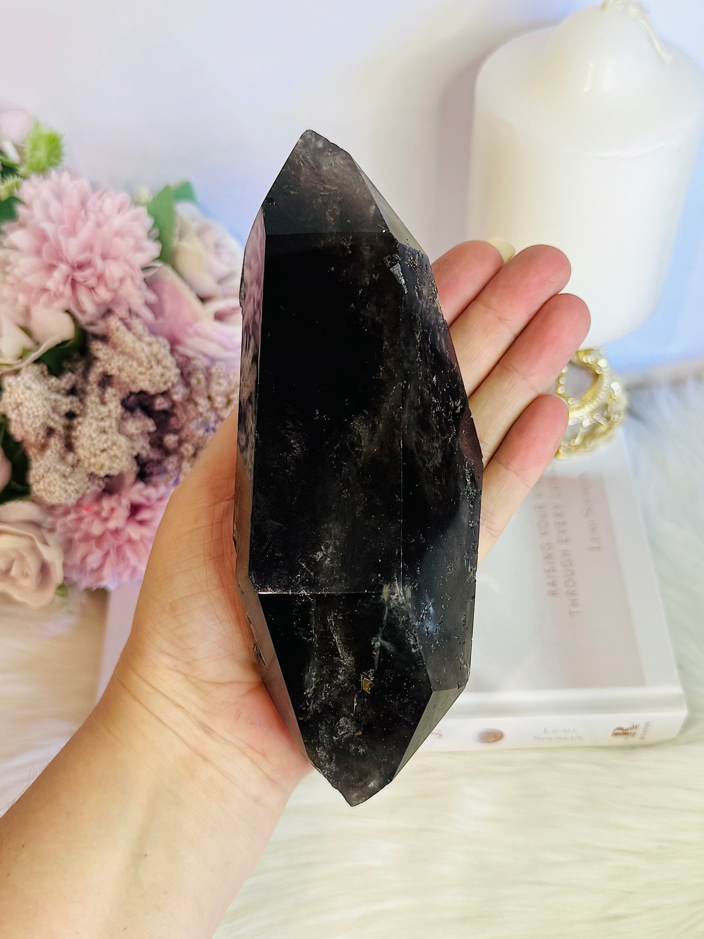 Stunning Large 17.5cm 731gram Smokey Quartz Double Terminated Point