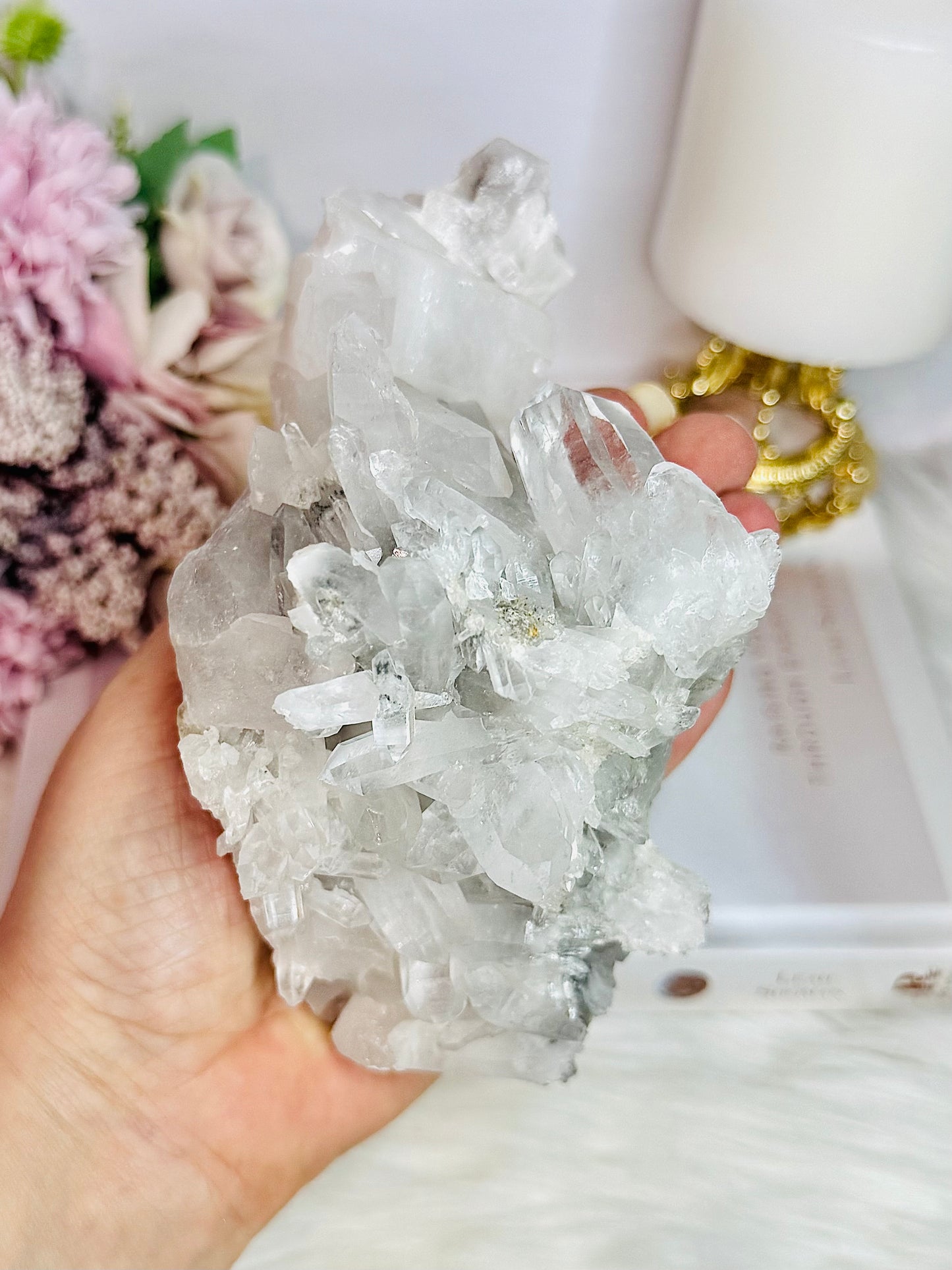 Wow!! Stunning Natural Clear Quartz Cluster Specimen From Brazil 15cm