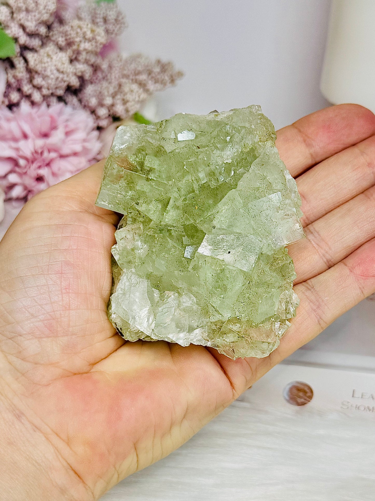 Light Green Transparent Cubed Fluorite Specimen 7cm 255g