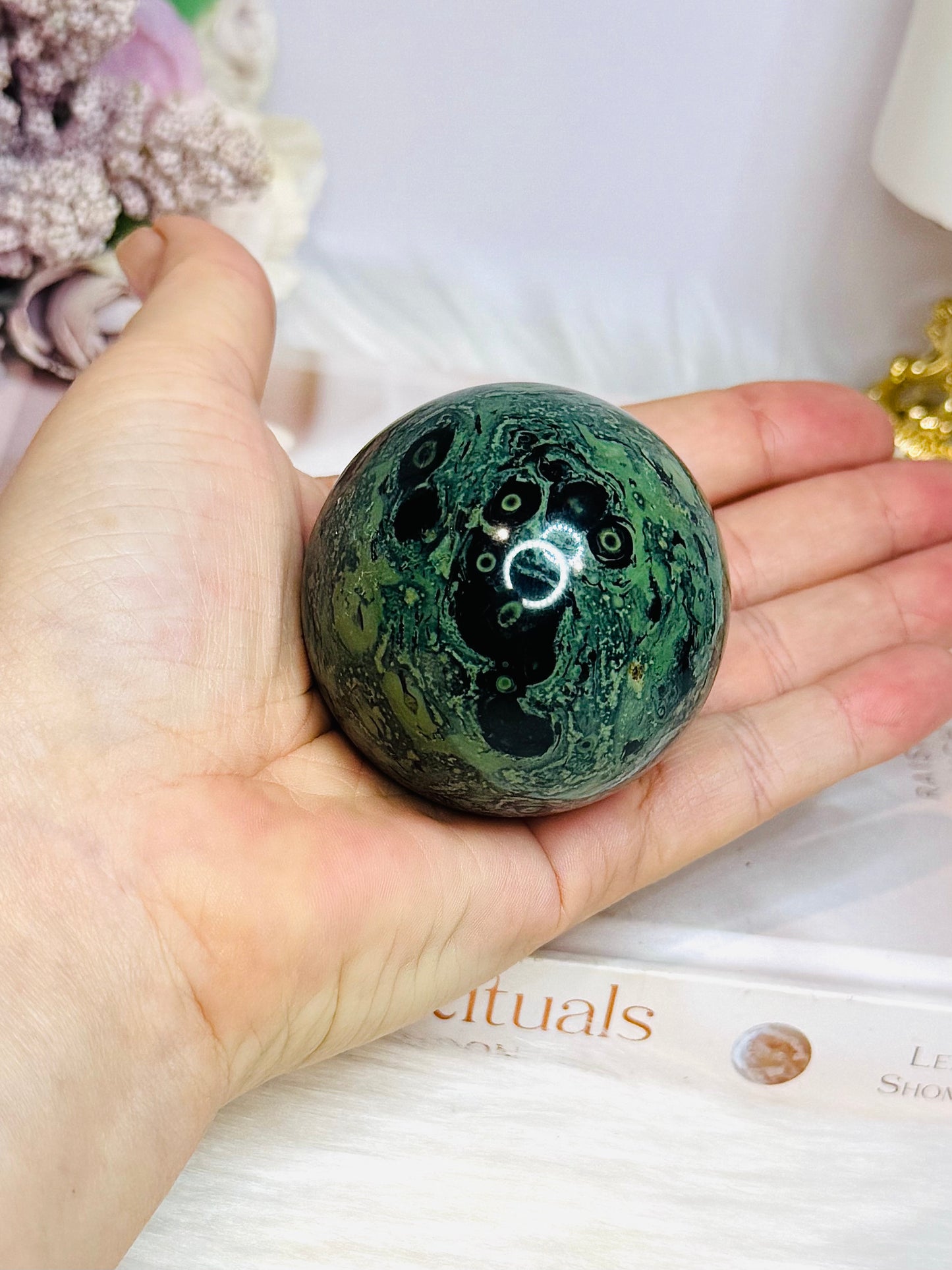 Green Kambaba Jasper on Stand 235g