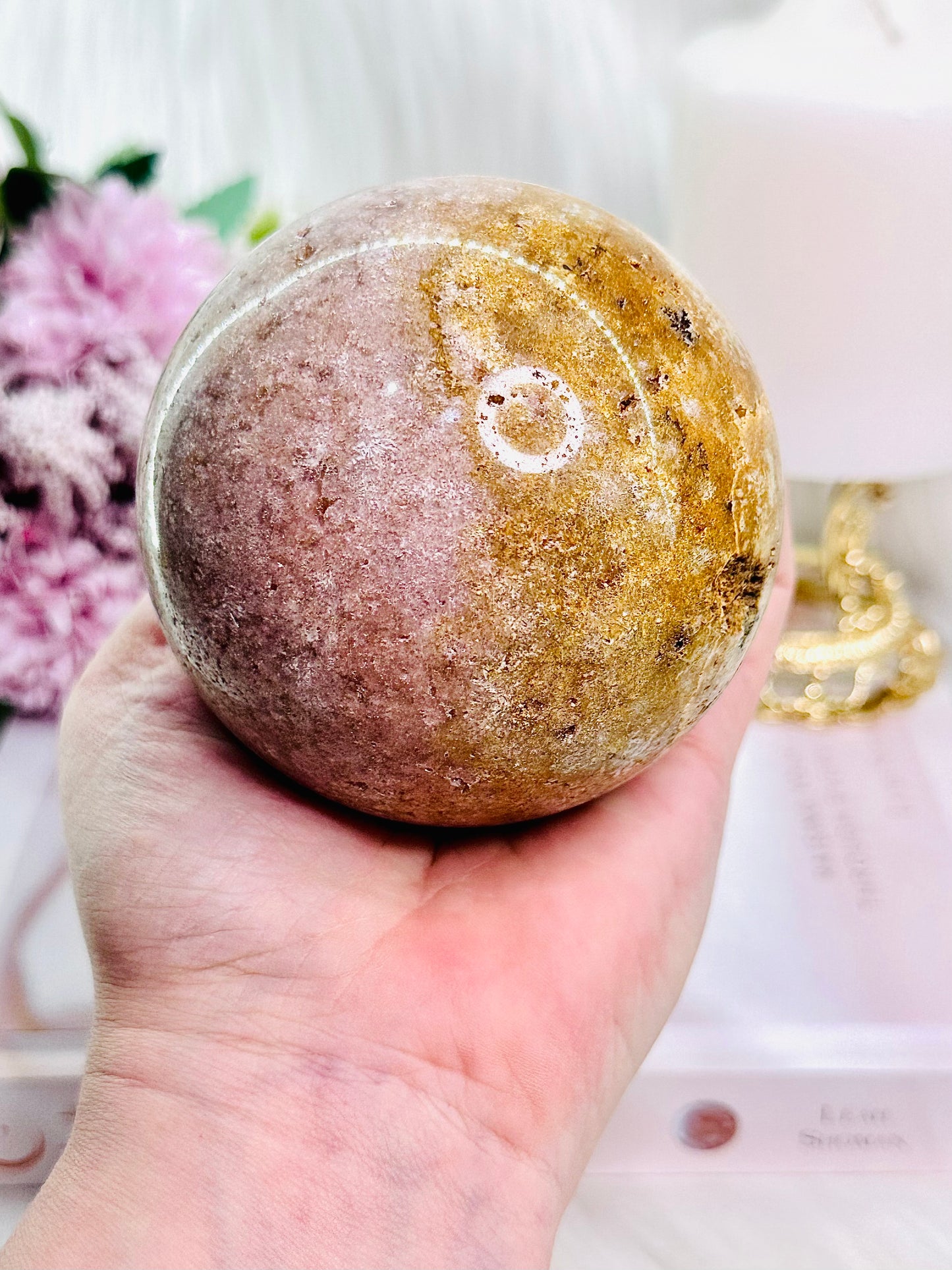 A Powerful Stone ~ Large 746gram Pink Amethyst Druzy Sphere From Brazil On Silver Stand (stand in pic Is display only)