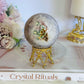 Natural Pink Amethyst Carved Sphere with Green Jasper Druzy on Gold Crown Stand