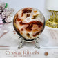 Large Druzy Red Moss Agate Sphere on Stand 510g