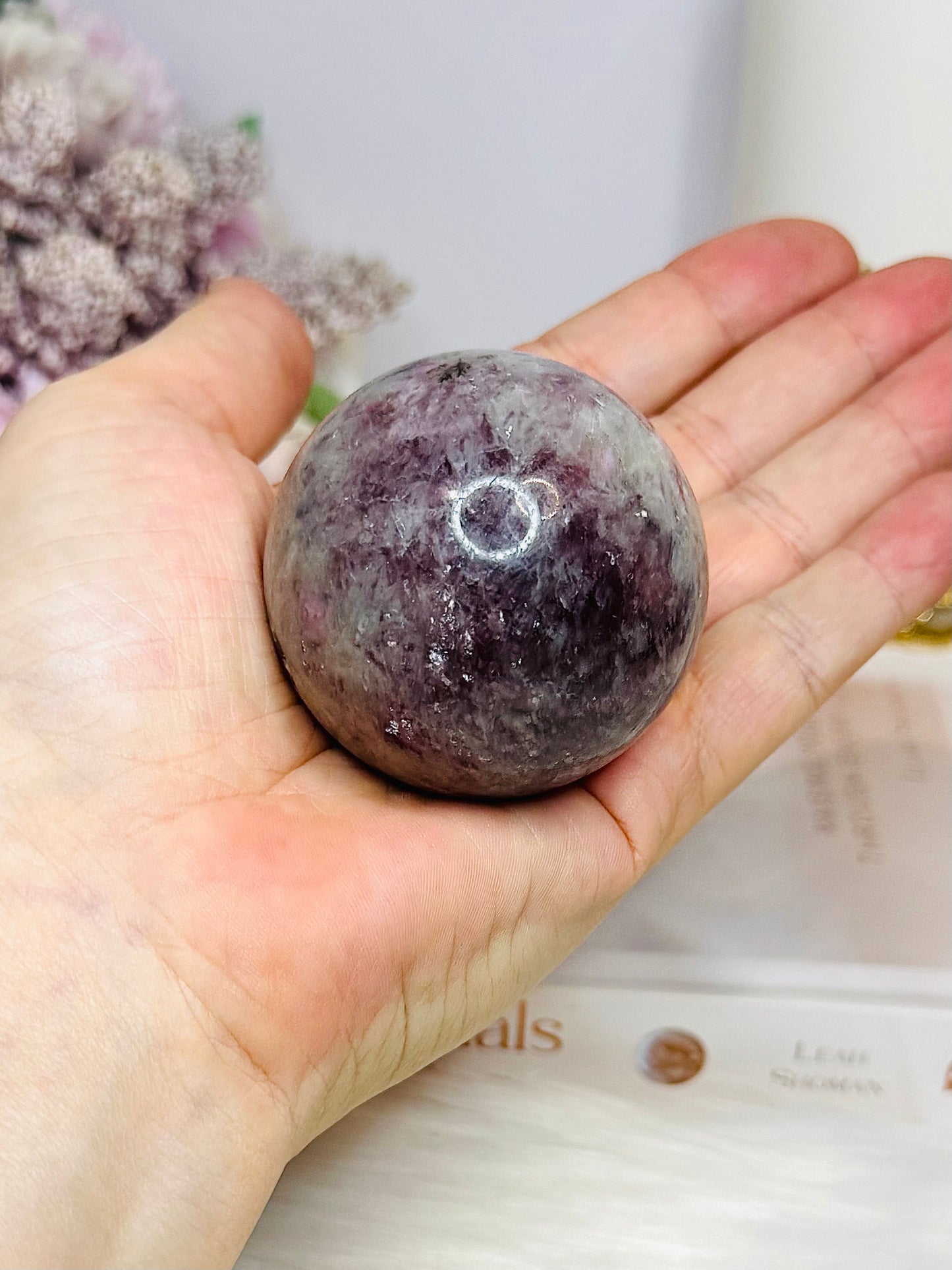 Pink Tourmaline Sphere on Stand 191g
