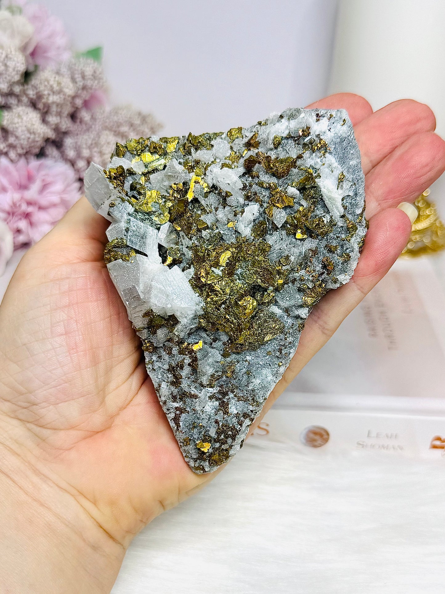 Chalcopyrite On Quartz Specimen 10cm 284g