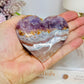 Crazy Lace Amethyst Heart on Stand