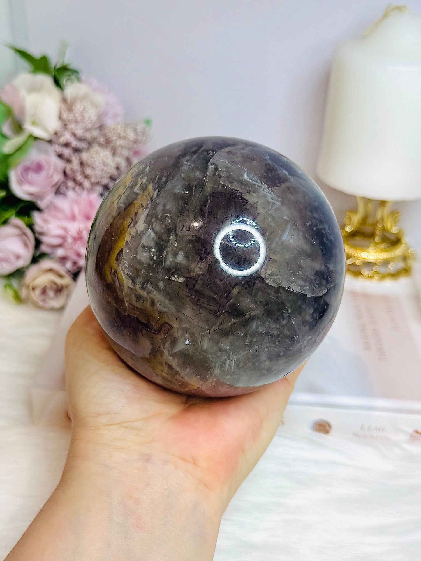 Large Blue Purple & Green Fluorite Sphere On Stand 1.5KG