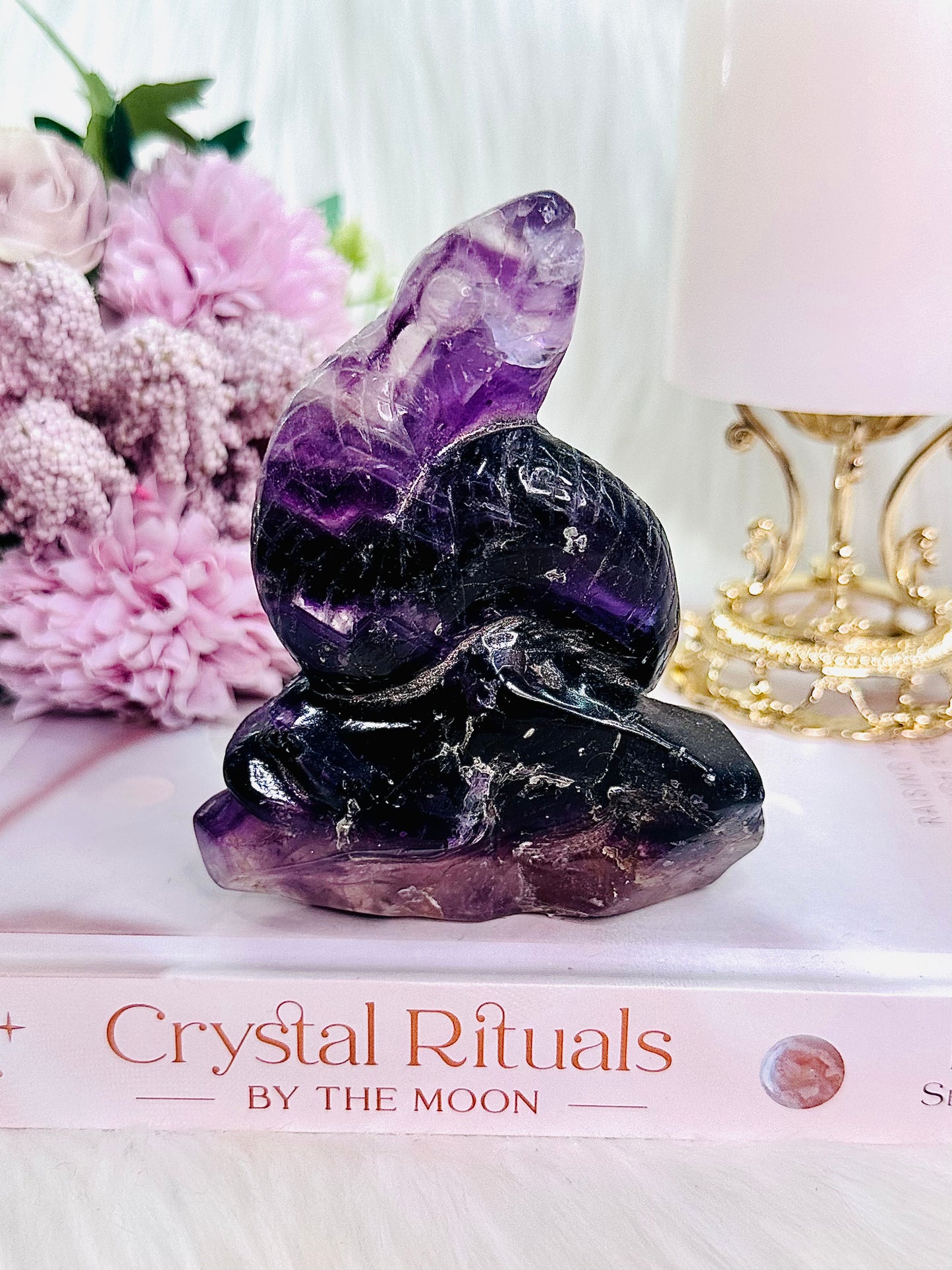 Clarity & Mental Enhancement ~ Beautiful Purple Fluorite Carved Snake 342grams