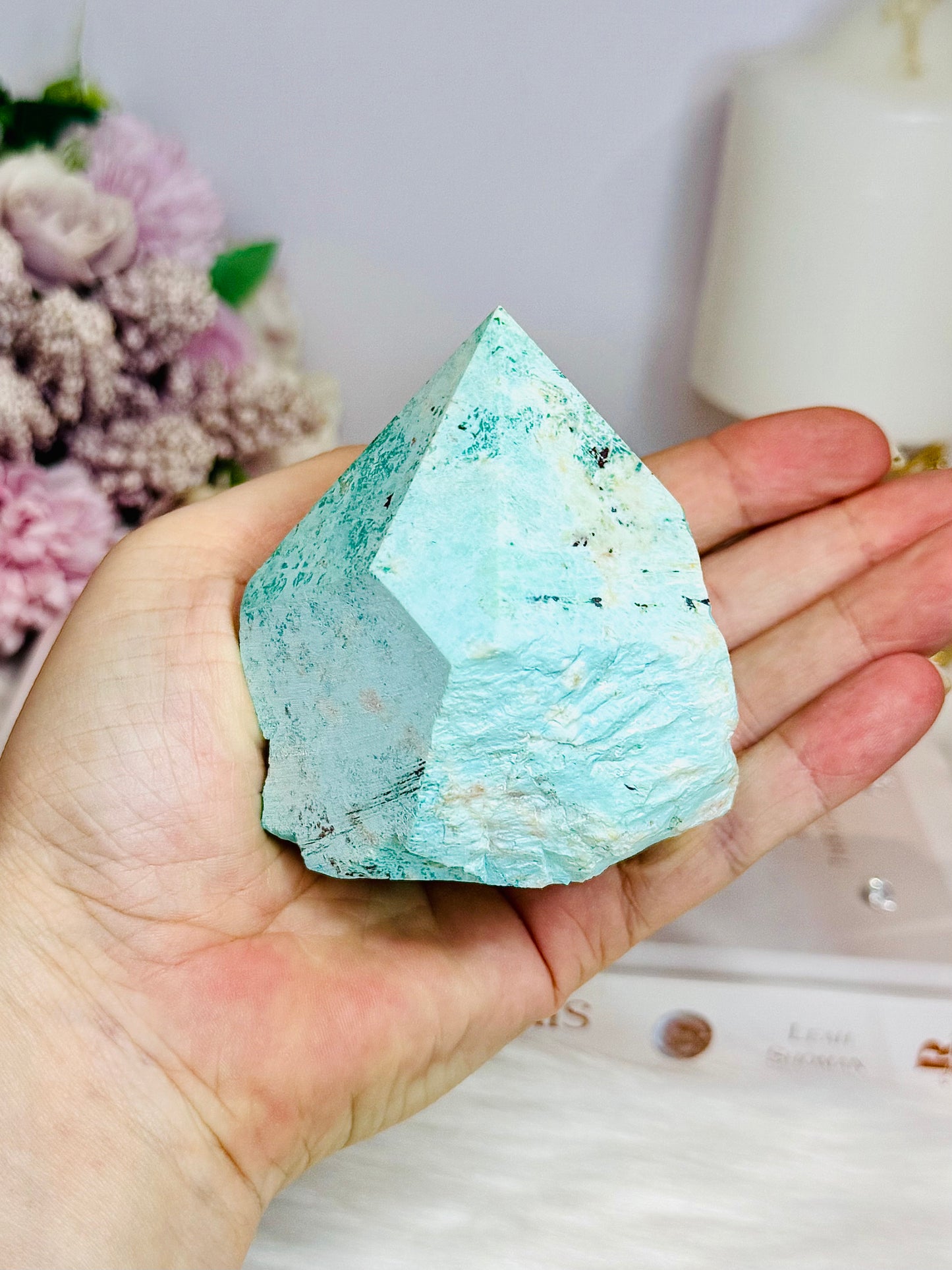 A Rare Stone ~ Chunky Natural Inca Turquoise Carved Freeform | Tower 7cm 233g