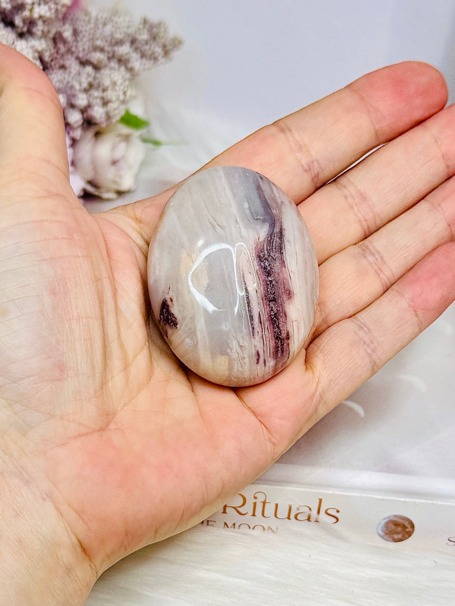 Pink Aragonite Palm Stone