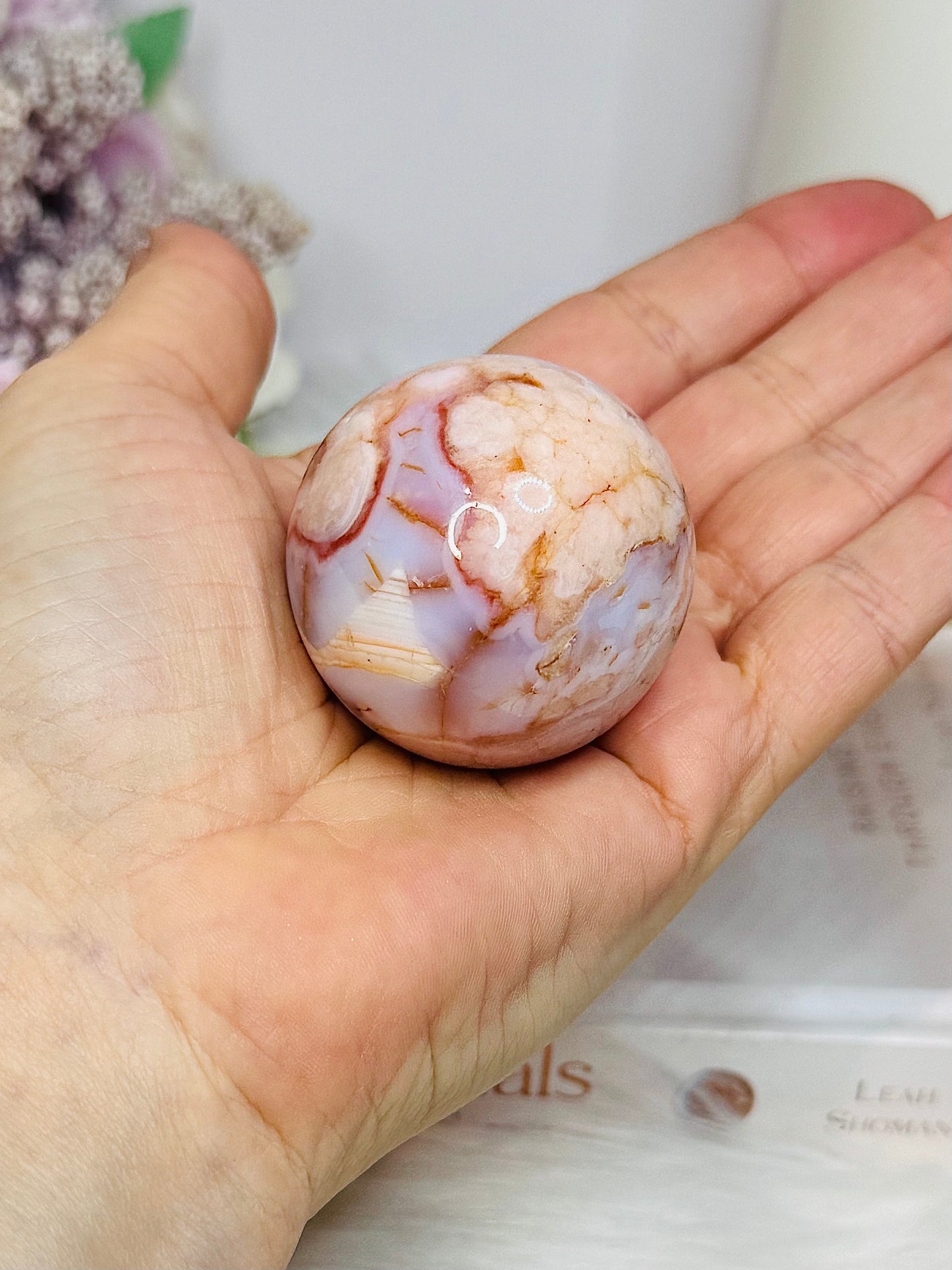 Flower Carnelian Sphere On Stand 110g
