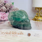 Fluorite Skull with Ram Horns 7.5cm 415g