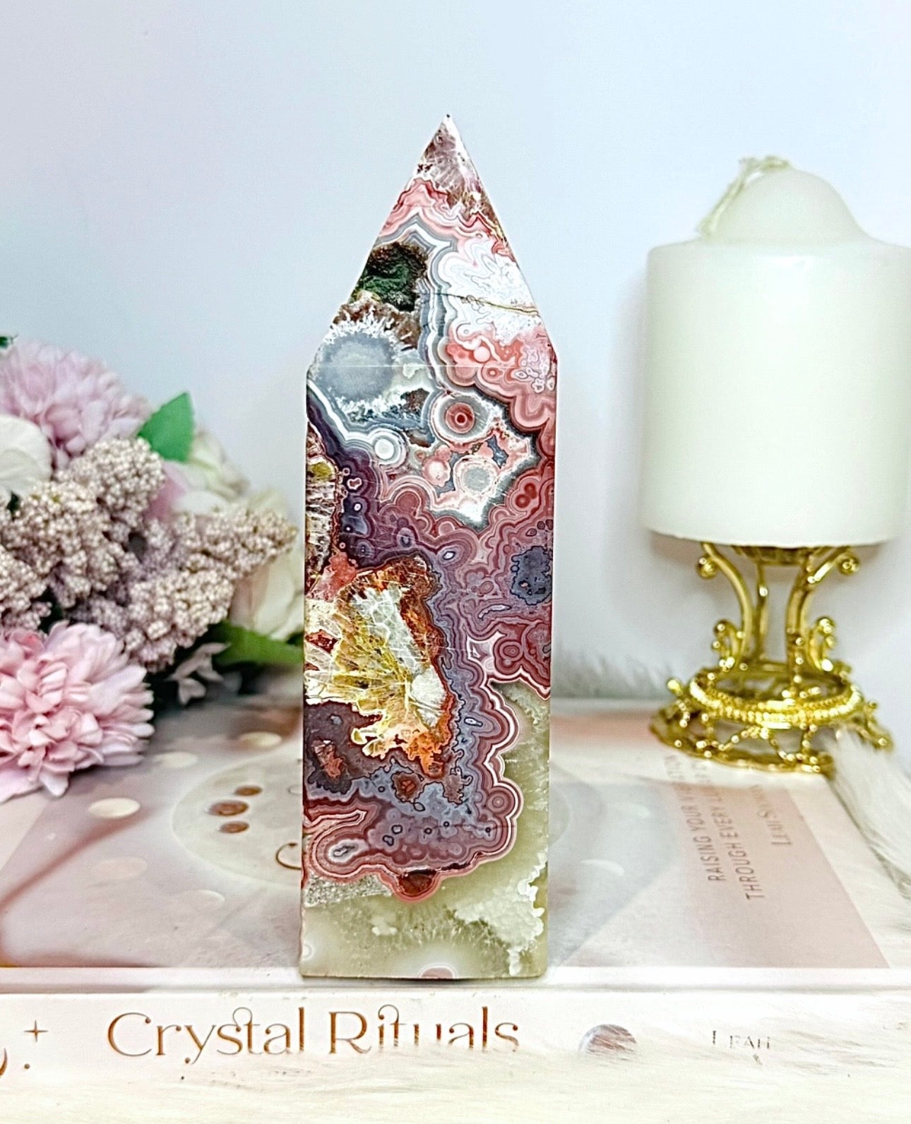 Large Mexican Lace Agate Chunky Tower 16cm