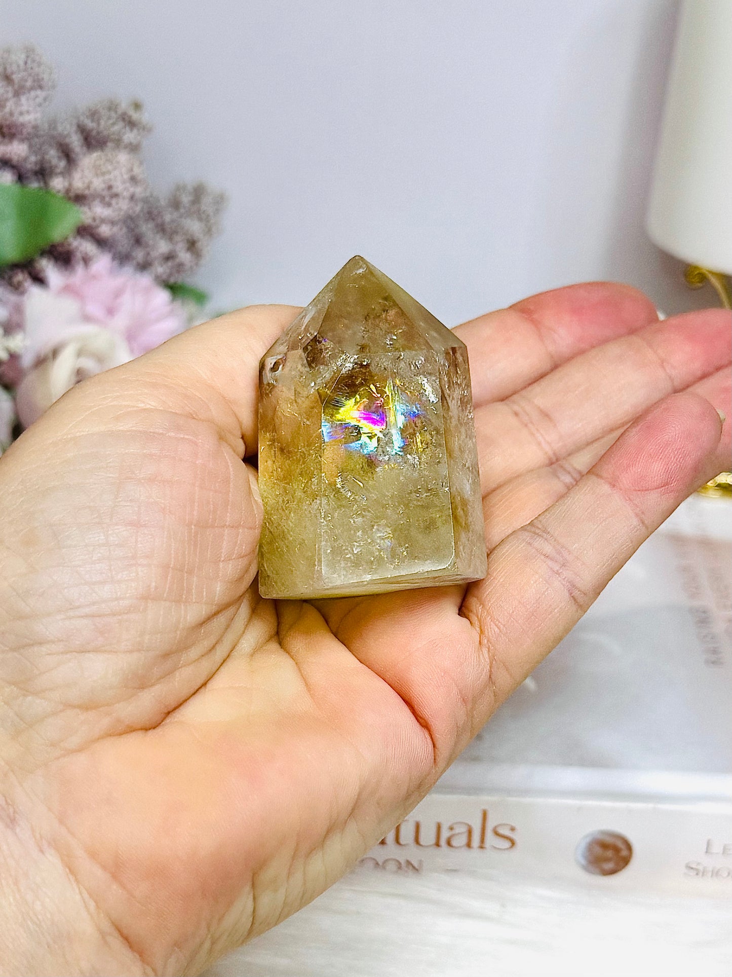 Citrine Tower with Rainbows 5cm