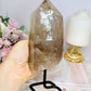 Large Natural Lemurian Smokey Quartz Tower | Freeform on Stand 21cm 1.01KG